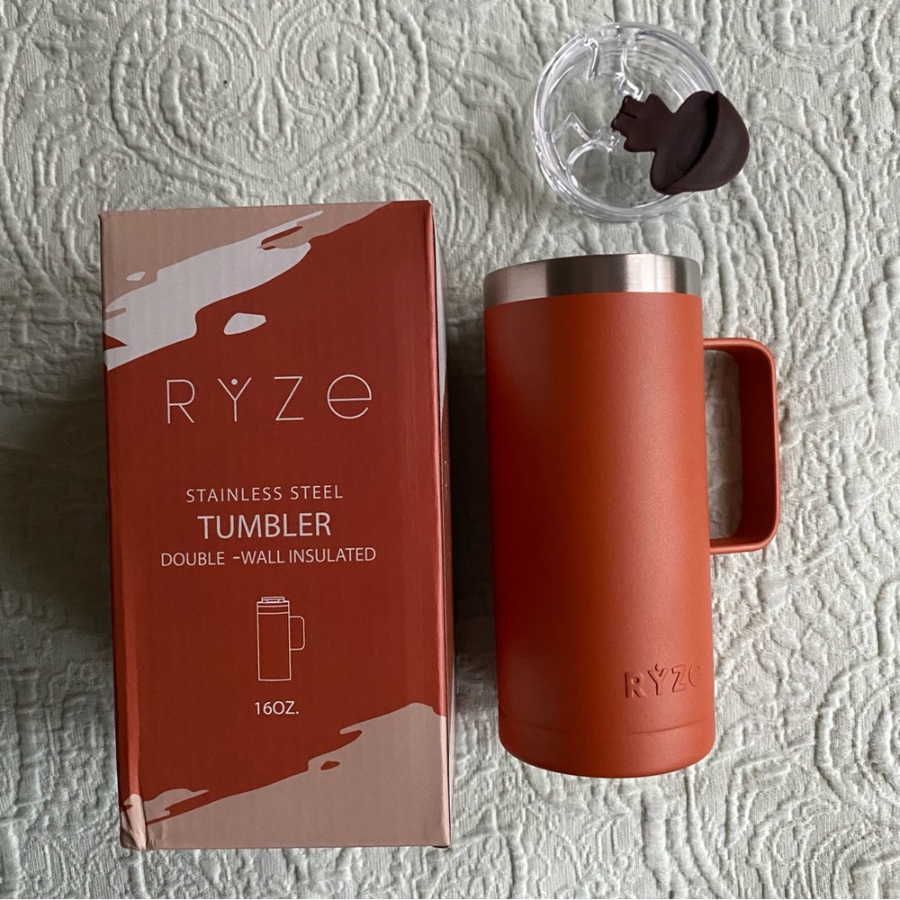 New RYZE Insulated 16 oz Travel Mug with Lid and Handle Stainless Steel Tumbler - Picture 12 of 12